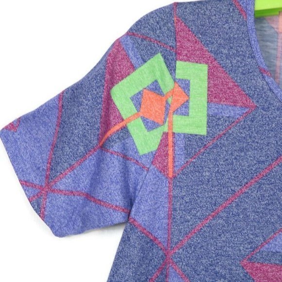 LuLaRoe Perfect T Tee T-Shirt Shirt Tunic Blue Pink Green M Medium - Picture 6 of 12